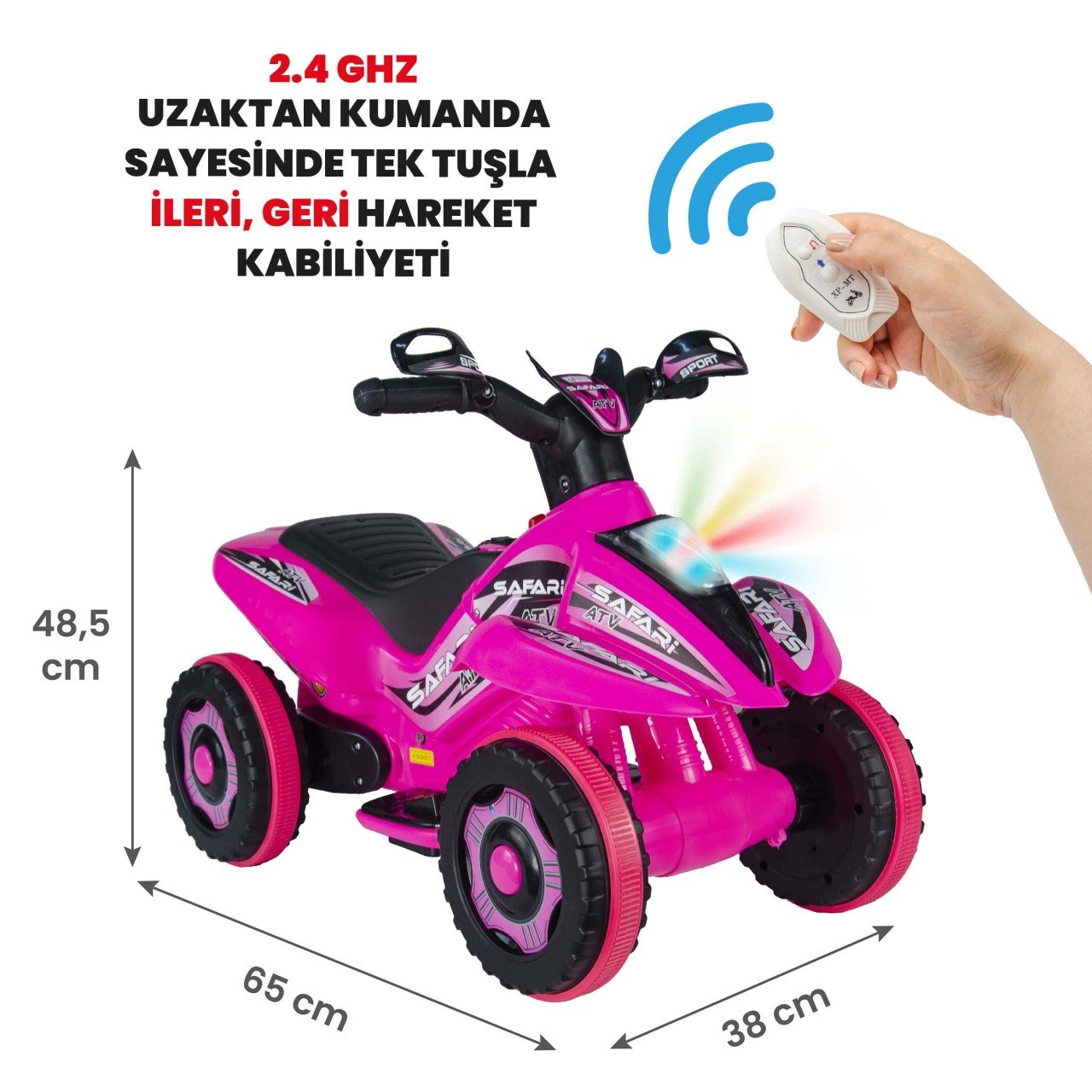 Uj Toys Uzaktan Kumandalı Akülü Atv 6V Safari-Pembe