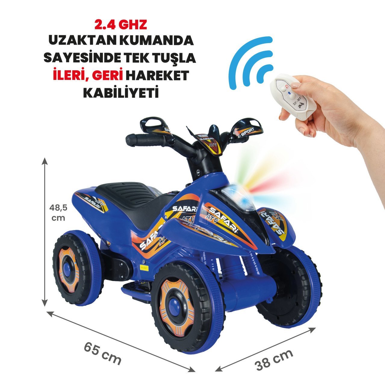 Uj Toys Uzaktan Kumandalı Akülü Atv 6V Safari-Mavi