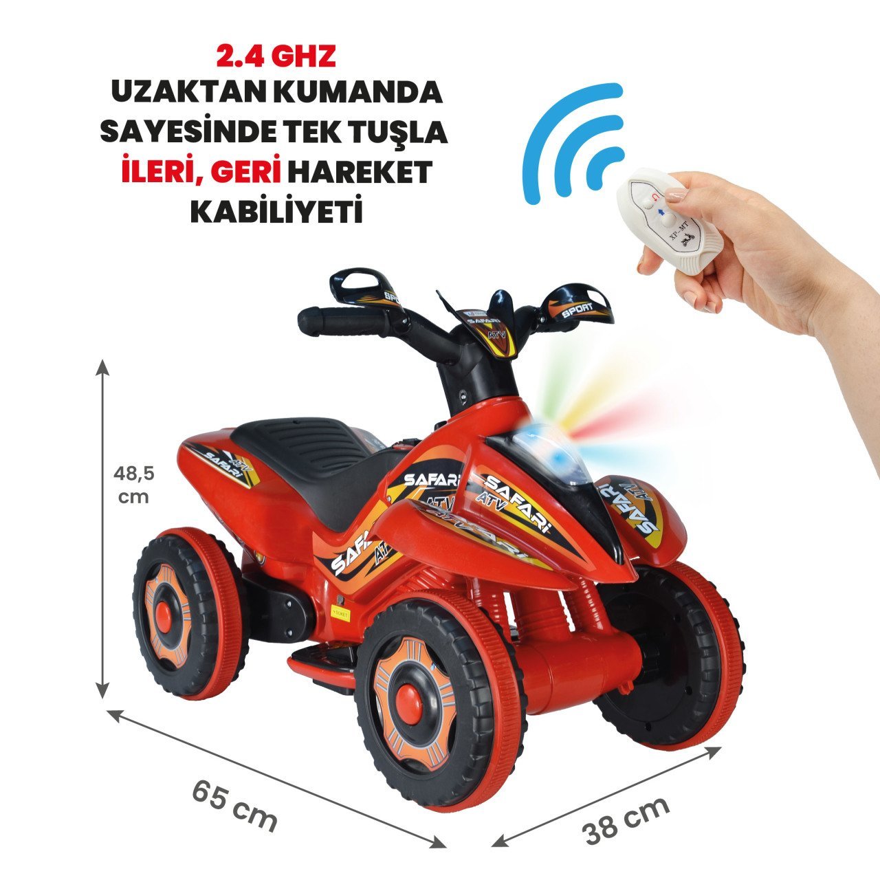 Uj Toys Uzaktan Kumandalı Akülü Atv 6V Safari-Kırmızı