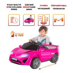 Uj Toys Jagor Uzaktan Kumandalı Akülü Araba 12V-Pembe