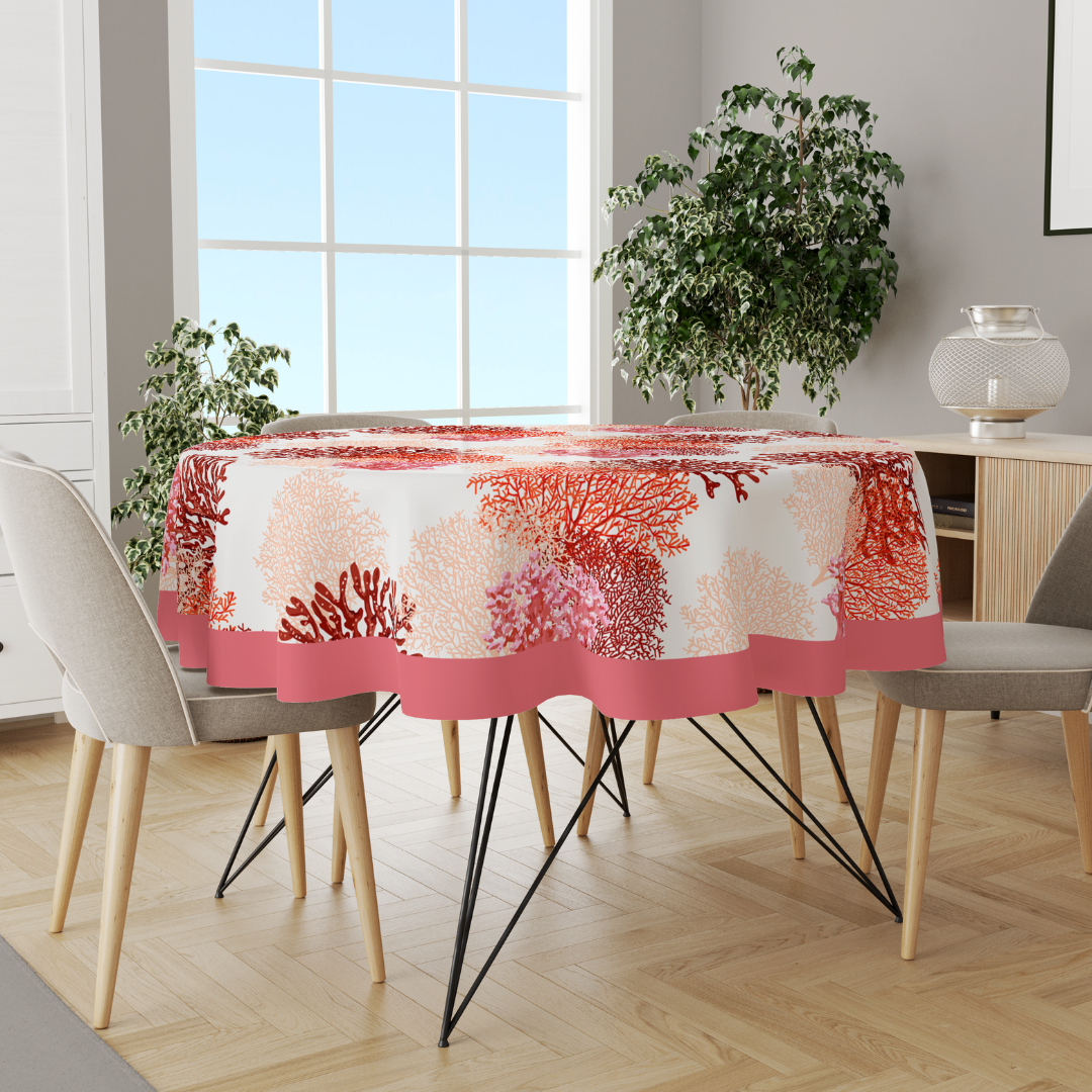 Marin Pembe Mercan 140 cm Yuvarlak Masa Örtüsü