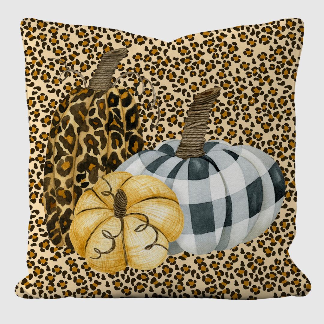 Fall Leopar Balkabaklı Kırlent Kılıfı