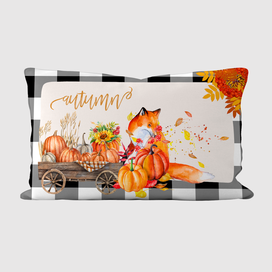 Fall Siyah Ekose 30x50 cm Kırlent Kılıfı