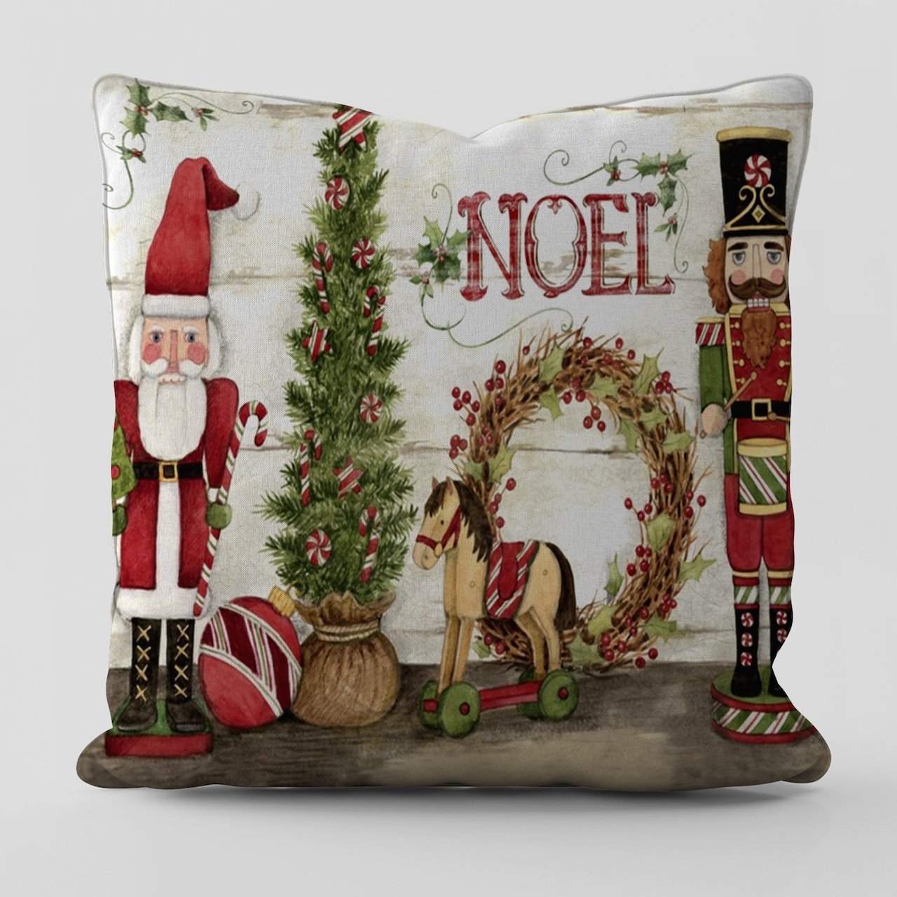 Yılbaşı Christmas Temalı Vintage Noel Kırlent Kılıfı