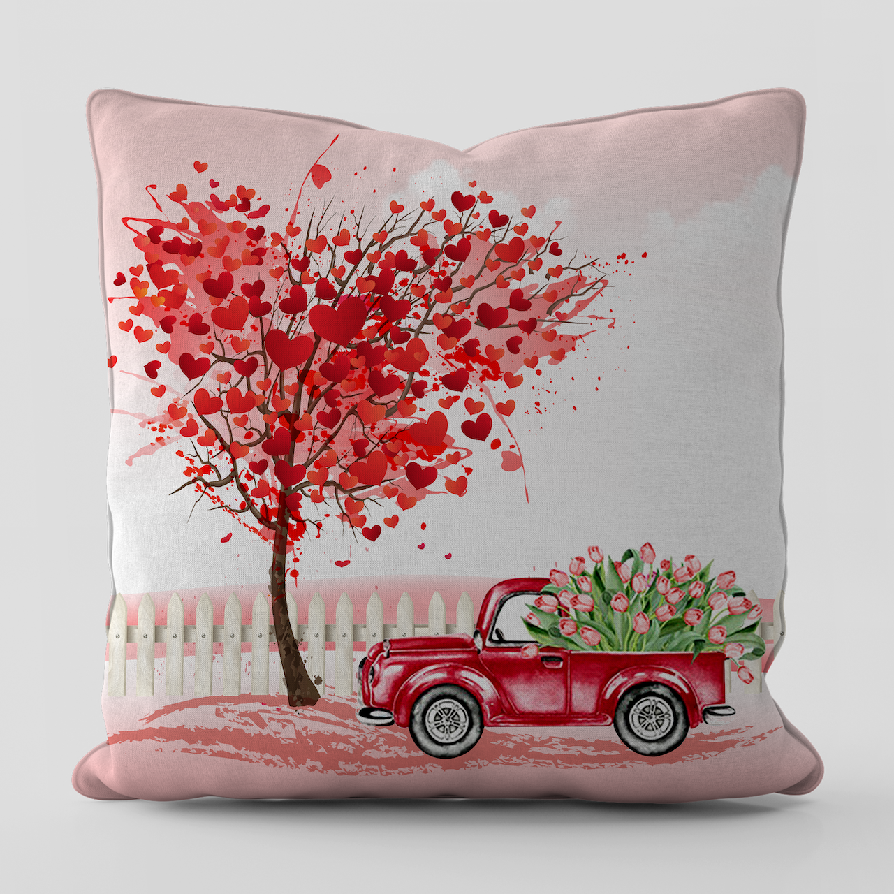 Sevgililer Günü Valentine's Day Temalı Pink Love Kırlent Kılıfı