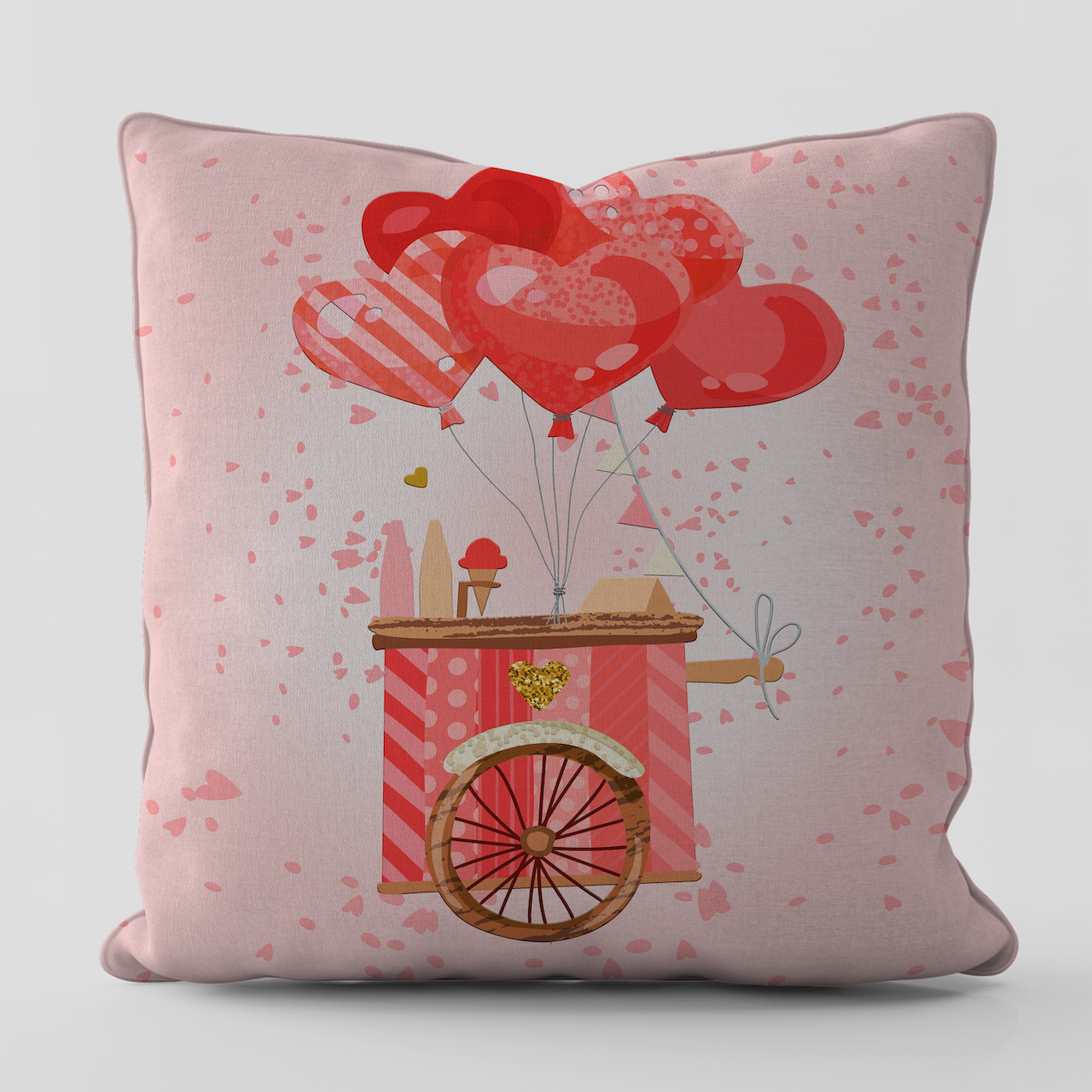 Sevgililer Günü Valentine's Day Temalı Pink Love Kırlent Kılıfı