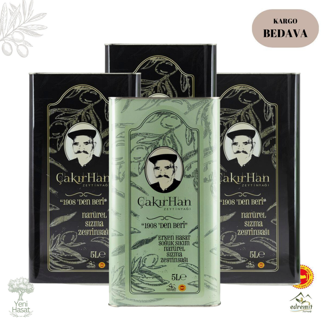 Çakırhan 3 Adet Naturel Sızma Zeytinyağı + 1 Adet Erken Hasat Zeytinyağı 4x5LT