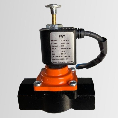 Fay SLFM S 15 1/2' 0-5 bar (500 MBAR) Manuel Reset Selenoid Vana (Normalde Açık) 12 - 230 Volt Seçenekli