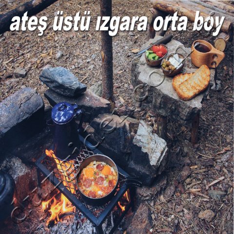 Nurgaz NG-AUGO Katlanabilir Ateş Üstü Orta Boy Kamp Yemek Çay Izgarası + Çanta