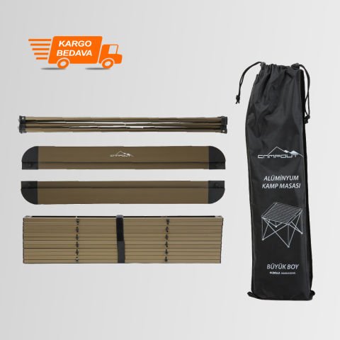 Nurgaz NG-AKMB Campout Alüminyum Kamp Masası Büyük Portable Katlanabilir Çanta Hediyeli