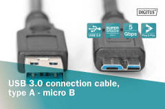 DIGITUS USB 3.0 Bağlantı Kablosu A/M mikro B/M 1 Metre