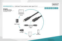 DIGITUS USB Type-C™ Gen2 Uzatma Kablosu Type-C™-C  70 CM