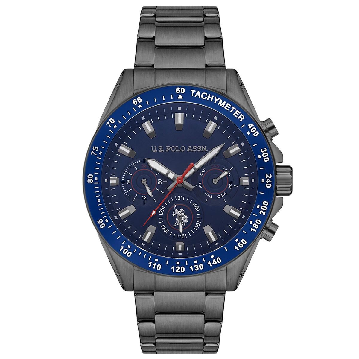 U.S. Polo Assn. USPA1040-08 Quartz Çelik Füme Mavi Kadran 46 mm Erkek Kol Saati