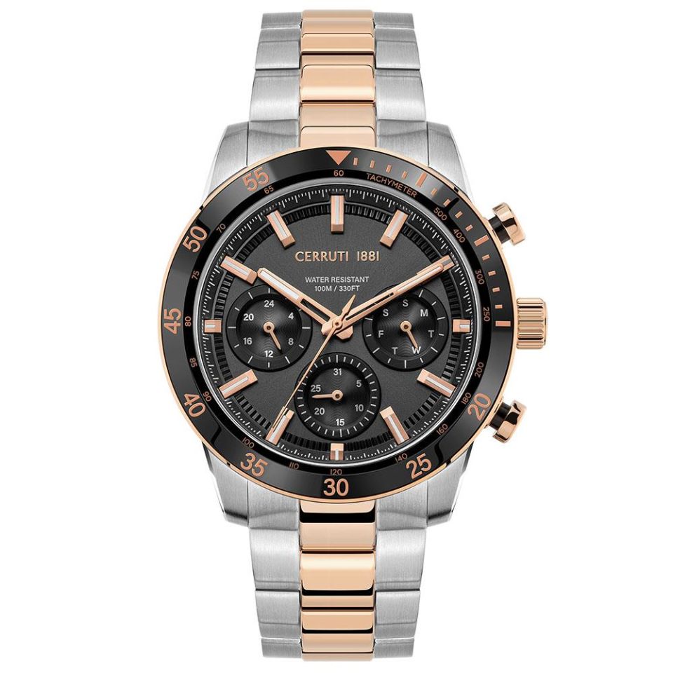 Cerruti 1881 CIWGK2116602 Quartz Çelik Rose/Gri Siyah Kadran 10 ATM 44 mm Erkek Kol Saati