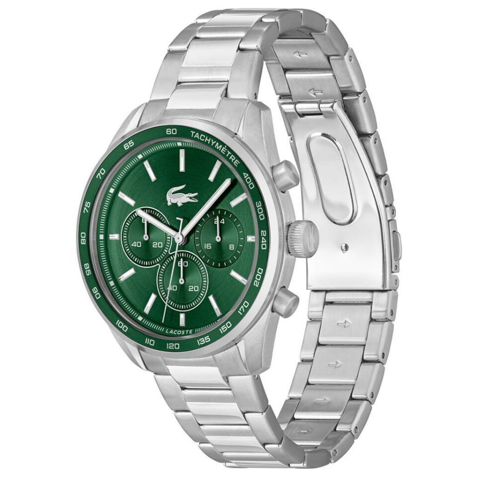 Lacoste 2011346 Quartz Çelik Gri Yeşil Kadran 42 mm Erkek Kol Saati