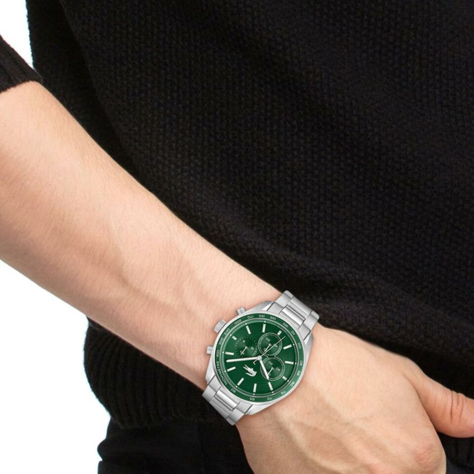 Lacoste 2011346 Quartz Çelik Gri Yeşil Kadran 42 mm Erkek Kol Saati