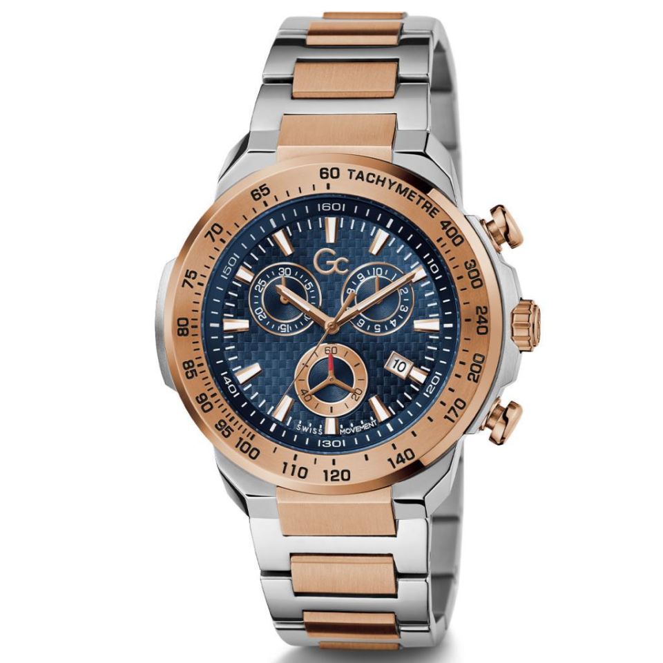 Gc GCZ35001G7MF Quartz Çelik Rose/Gri Mavi Kadran 10 ATM 44 mm Erkek Kol Saati