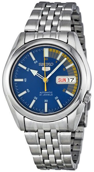 Seiko 5 SNK371K1 Otomatik  Çelik Gri Sarı,Mavi Kadran 39 mm Erkek Kol Saati