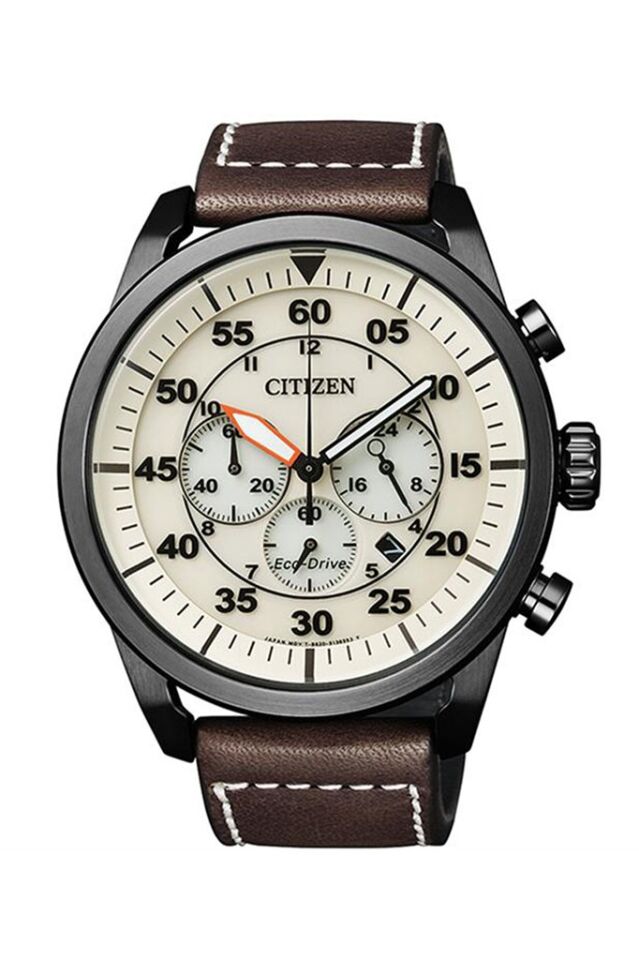 Citizen CA4215-04W 45 mm Deri Kordonlu Kronolu Erkek Kol Saati