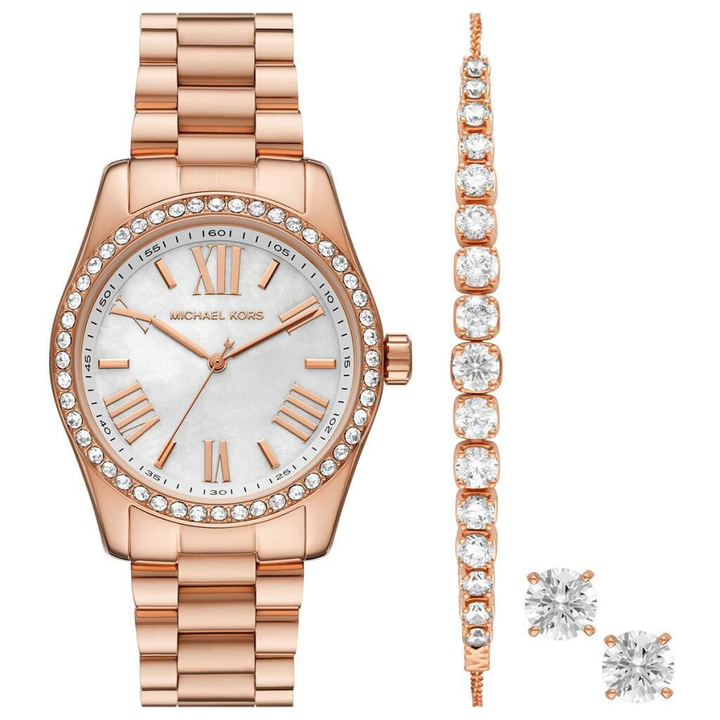 Michael Kors MK1088SET Quartz Rose Sedef Kadran 10 ATM 38 mm Kadın Kol Saati Bileklik ve Küpe Seti