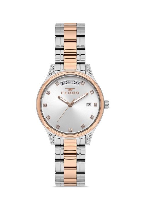 Ferro FL21439A-E Quartz Çelik Rose/Gri 31 mm Kadın Kol Saati