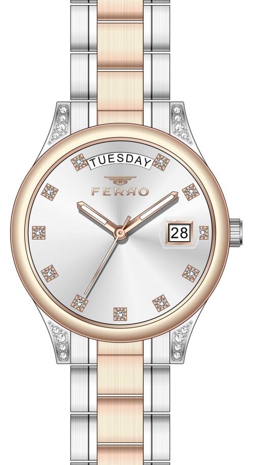 Ferro FL21439A-E Quartz Çelik Rose/Gri 31 mm Kadın Kol Saati