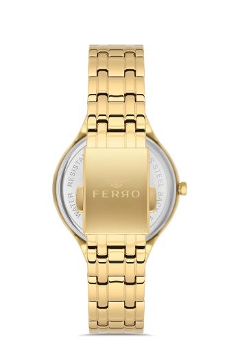 Ferro FL21467A-B6 Quartz Çelik Gold Yeşil Kadran 35 mm Kadın Kol Saati