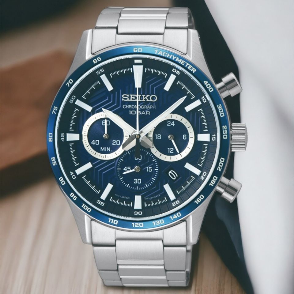 Seiko SSB445P1 Quartz Çelik Gri Lacivert Kadran 10 ATM 43 mm Erkek Kol Saati