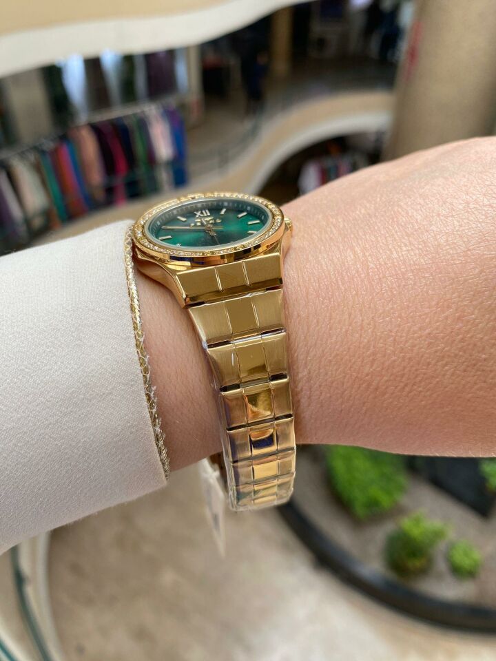 Ferro FL21358A-B6 Quartz Çelik Gold Yeşil Kadran 34 mm Kadın Kol Saati