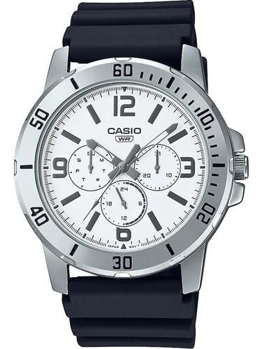 Casio MTP-VD300-7BUDF Quartz Silikon Siyah Beyaz Kadran 45 mm Erkek Kol Saati