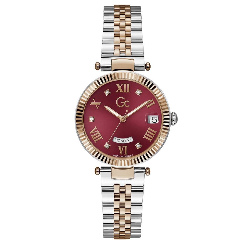 Gc GCZ01017L3MF Quartz Çelik Rose/Gri Kırmızı Kadran 34 mm Kadın Kol Saati