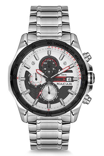 Nacar NC29-293148-ABSM Quartz Çelik Gri 46 mm Erkek Kol Saati