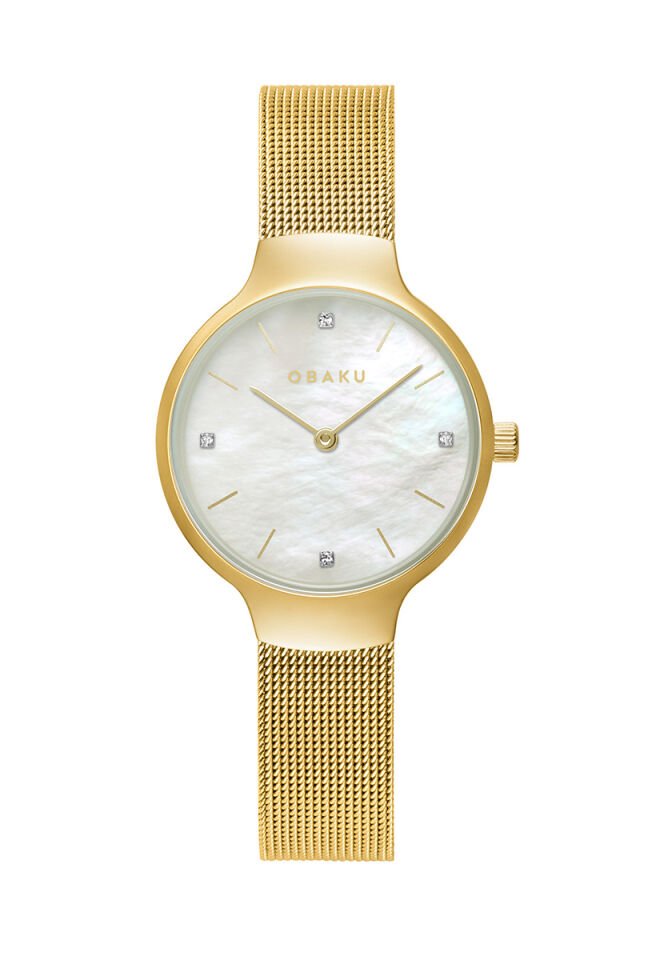 Obaku Denmark V241LXGWMG Hasır Altın Quartz Kristal 29 mm Kadın Kol Saati