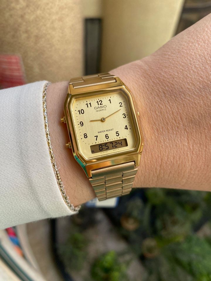 Casio AQ-230GA-9BMQ Quartz Analog/Dijital İyon Kaplama Altın Rengi 39x27 mm Erkek Kol Saati