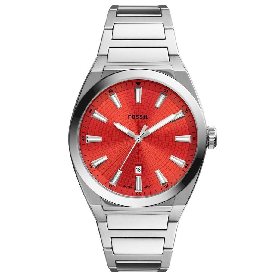 Fossil FFS5984 Quartz Çelik Gri Kırmızı Kadran 42 mm Erkek Kol Saati