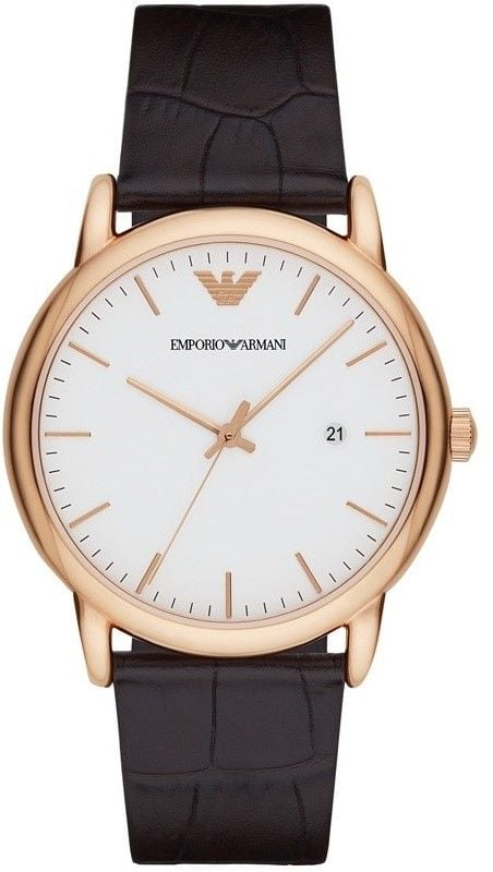 Emporio Armani AR2502 Quartz Deri Kahverengi Beyaz Kadran 43 mm Erkek Kol Saati