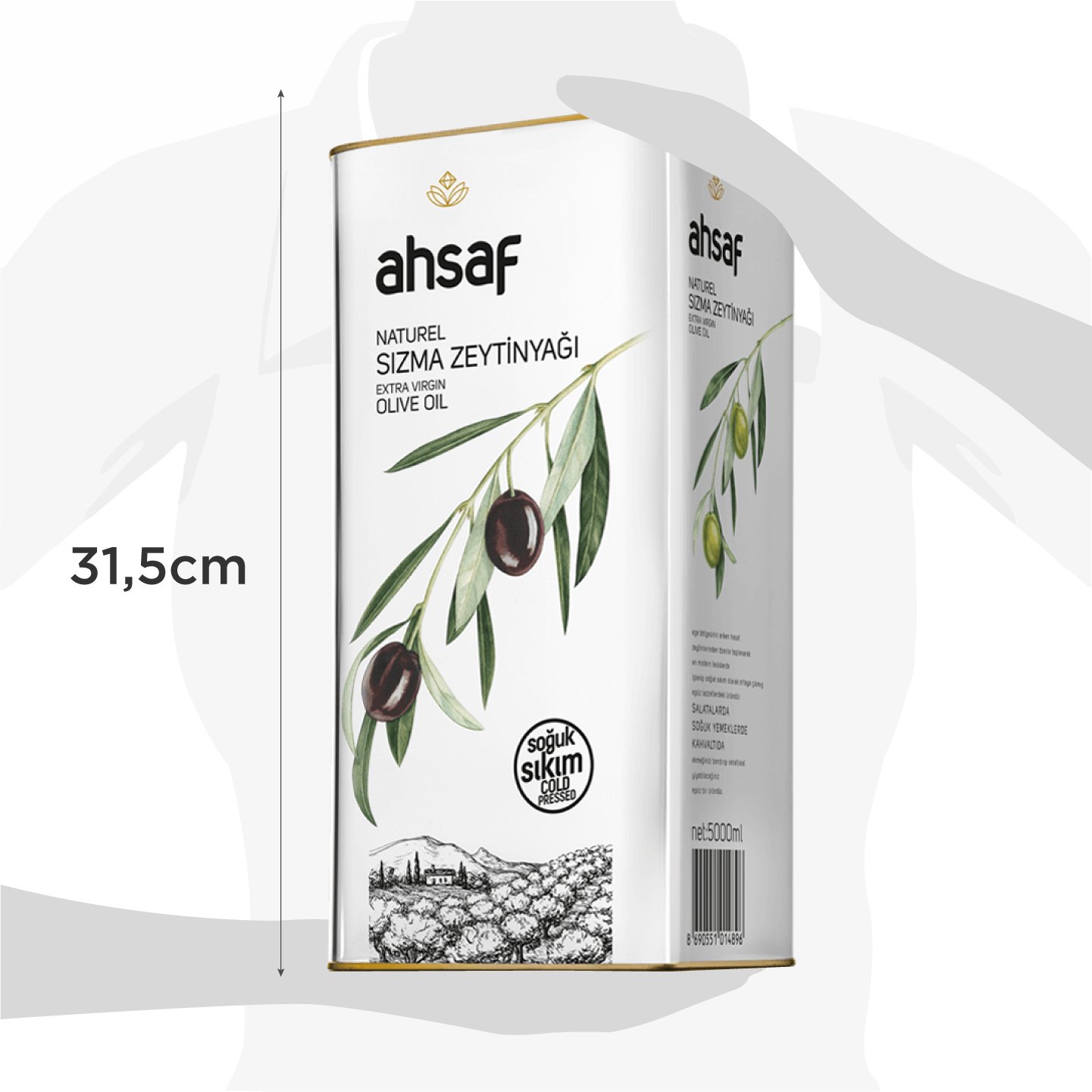 Ahsaf Soğuk Sıkım Zeytinyağı (Sızma) 5 lt