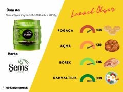 Şems Siyah Zeytin 351-380 Kalibre 2000gr 6'lı