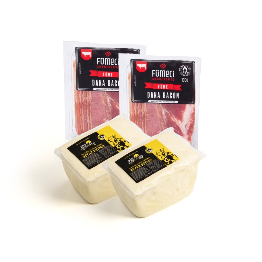 Hızlı Kahvaltı Paketi Klasik Beyaz Peynir 650gr 2’li + Fümeci Smokehouse Dana Bacon 100gr 2’li