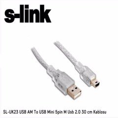 S-LINK SL-UK23 USB AM TO USB MİNİ 5PIN M USB 2.0 30 CM KABLOSU