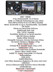 Skytech SKT-4900 Oto Teyp Dokunmatik LCD Ekranlı 4x60W FM/AM/CD/MP3/VCD Destekli Oto Teyp