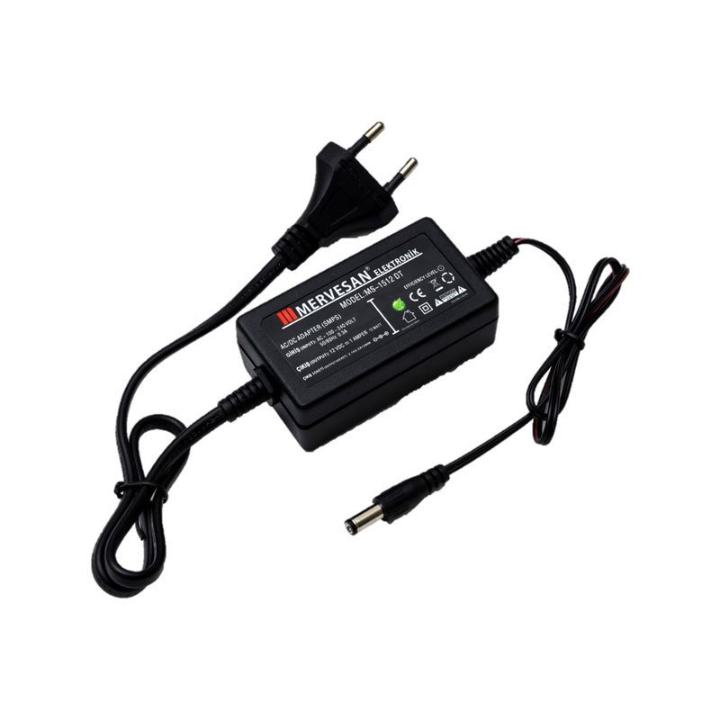 MERVESAN MS-1512-DT ADAPTÖR 15W 12V 1A 100-240V AC 43-67HZ MASAÜSTÜ MODELİ SMPS ADAPTÖR POWER SUPPLY