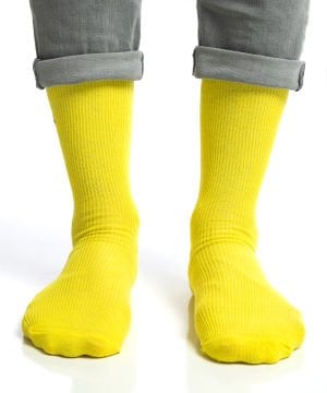 Köpek Nakışlı Sarı Renk Erkek Soket Çorap