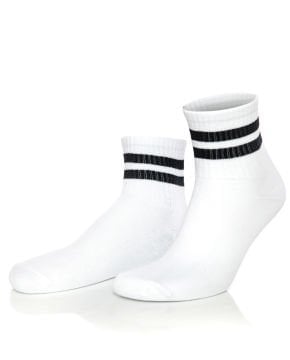Erkek Çizgili Çorap 6lı Ekonomik Paket Beyaz Renk
