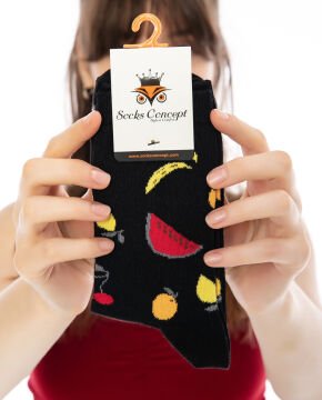 Meyve Desenli Soket Çorap