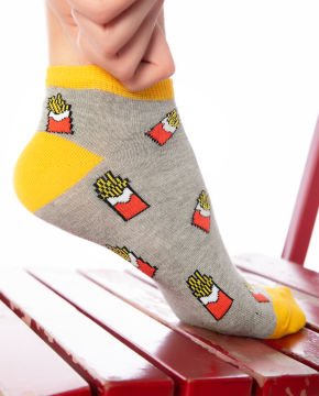 Patates Kızartması Desenli Kısa Soket Çorap