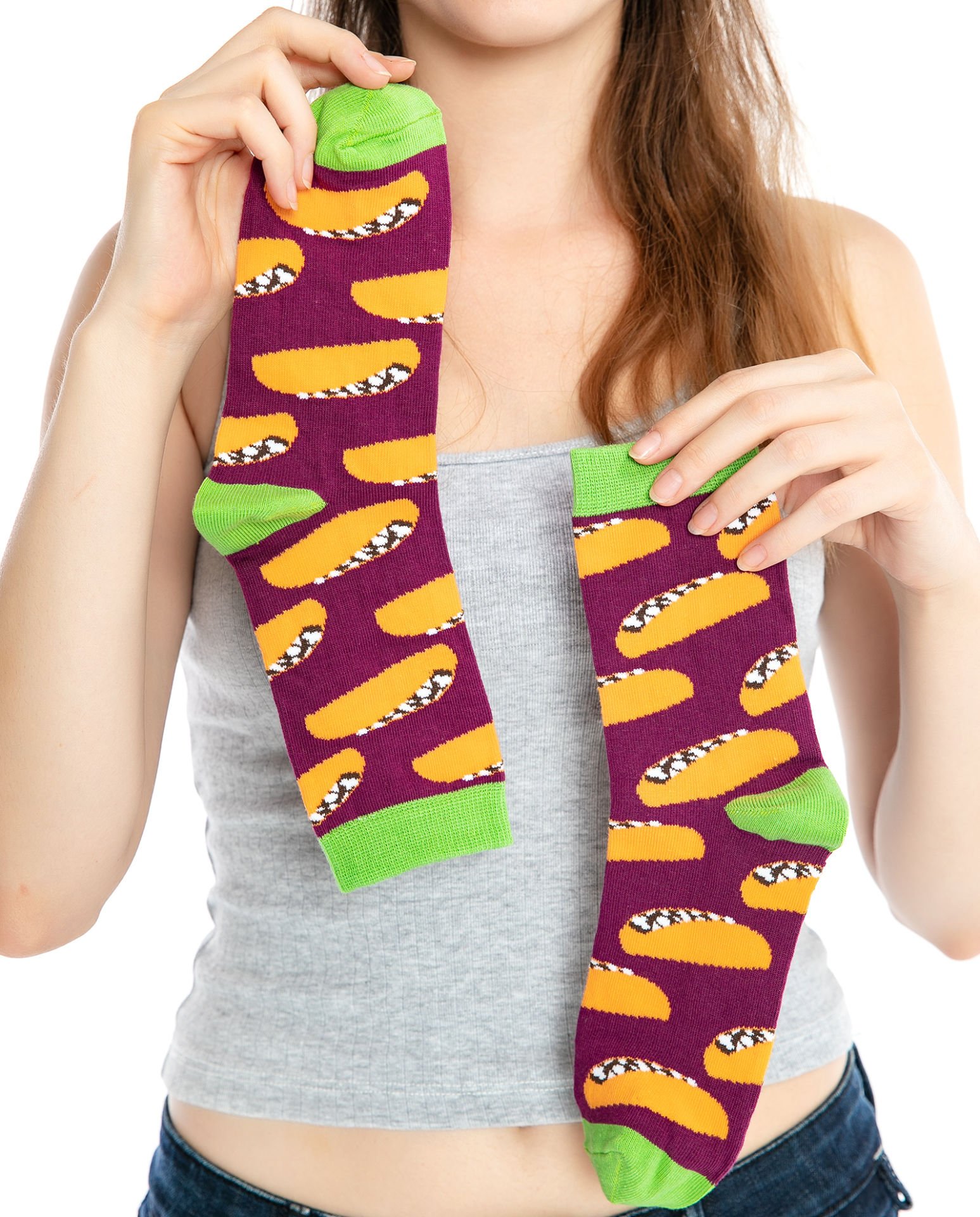 Taco Desen Mor Renk Soket Çorap