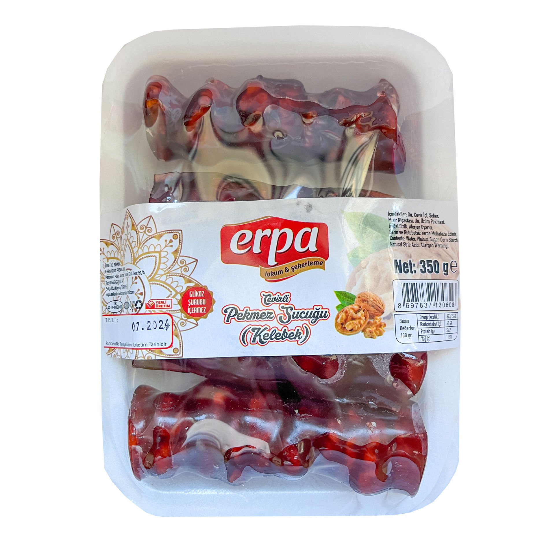 Erpa Cevizli Sucuk 350g Kelebek Pekmez