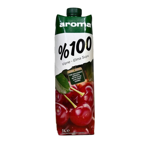 Aroma %100 Vişne-Elma Meyve Suyu 1L 12 Adet