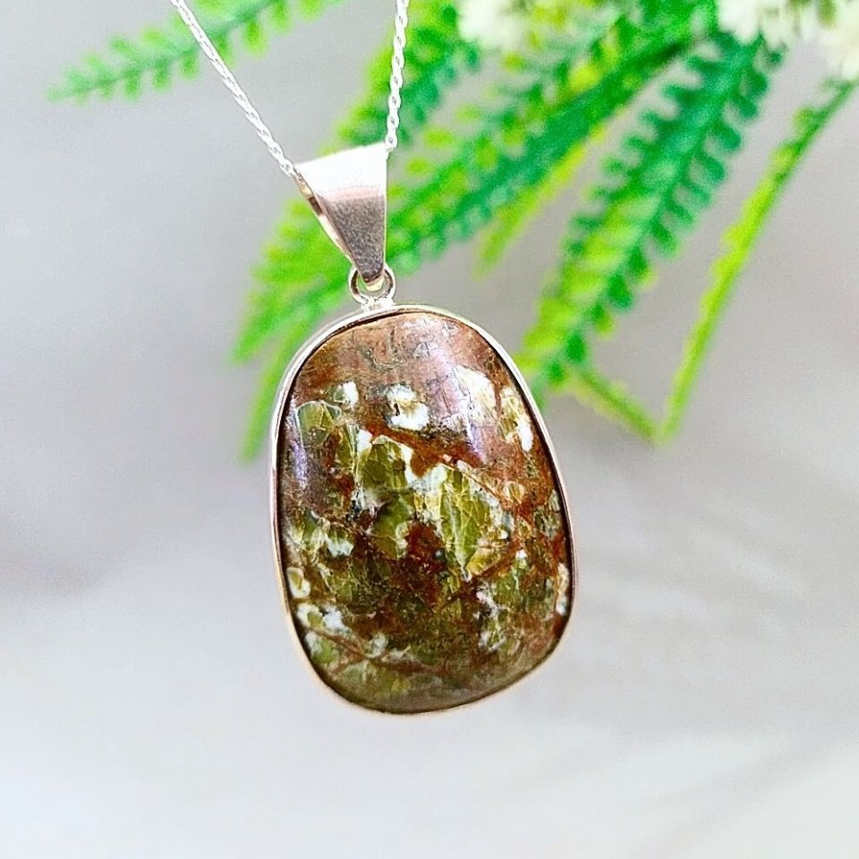 Ağaç Opal Özel Tasarım Doğal Taş Gümüş Kolye